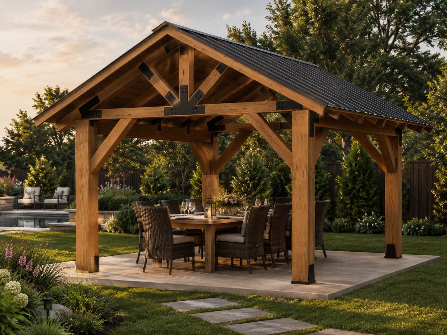 Timber pavilion outdoor dining room