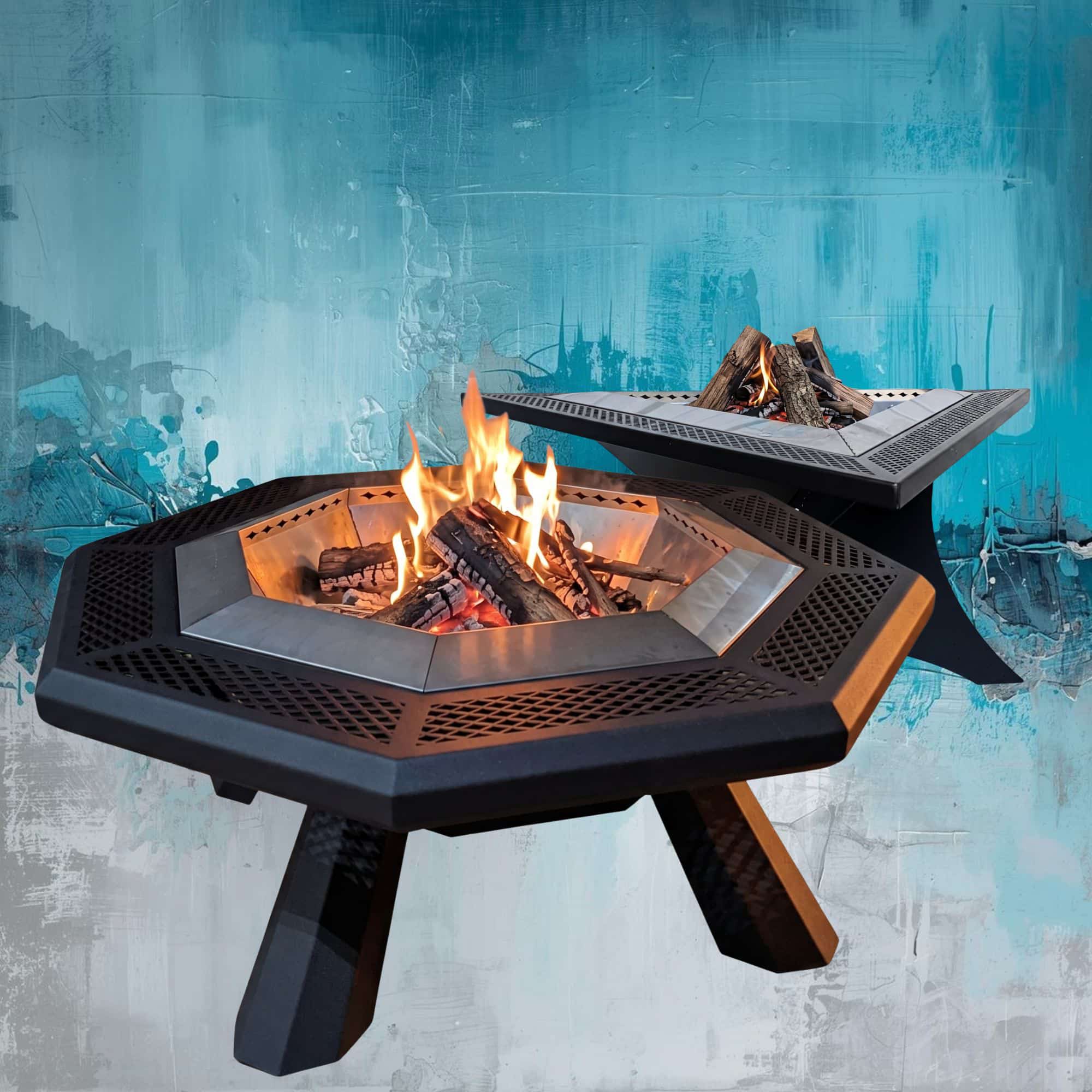 Steel fire pit with removable stainless insert