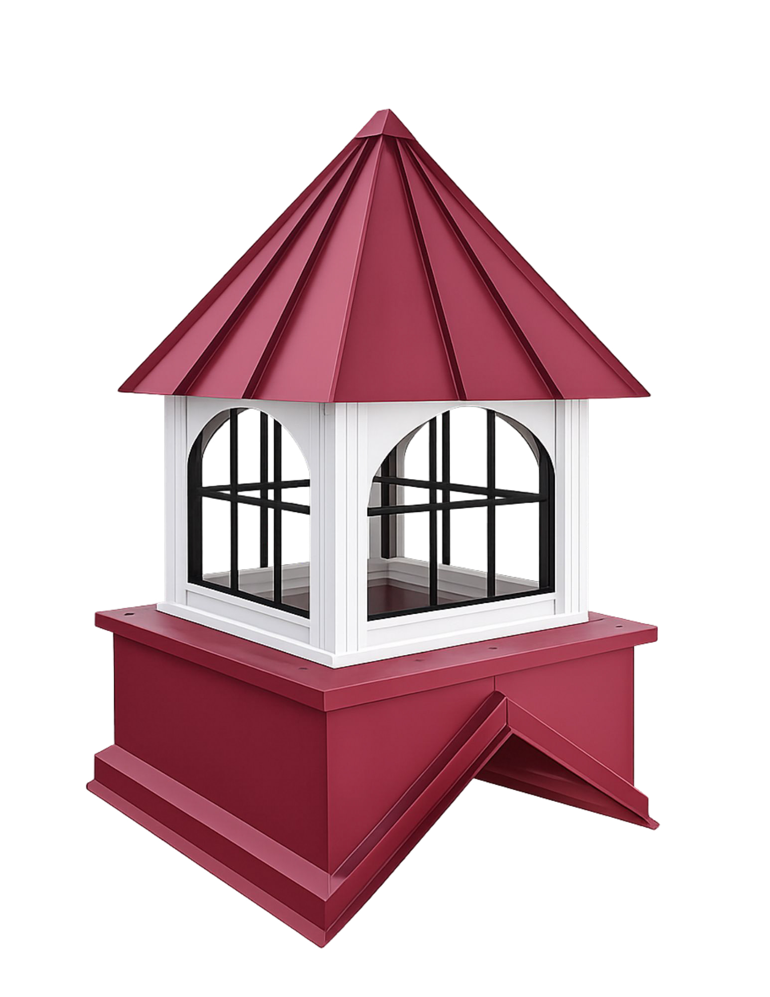 Windowed cupola with arched grid windows and multi-rib roof